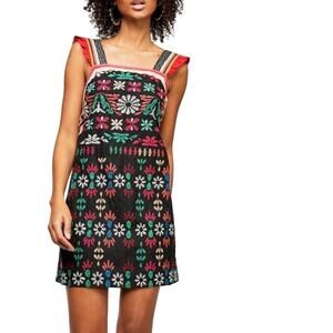 Free People Cozumel Embroidered Linen Blend Ruffle Mini Dress Size XS
